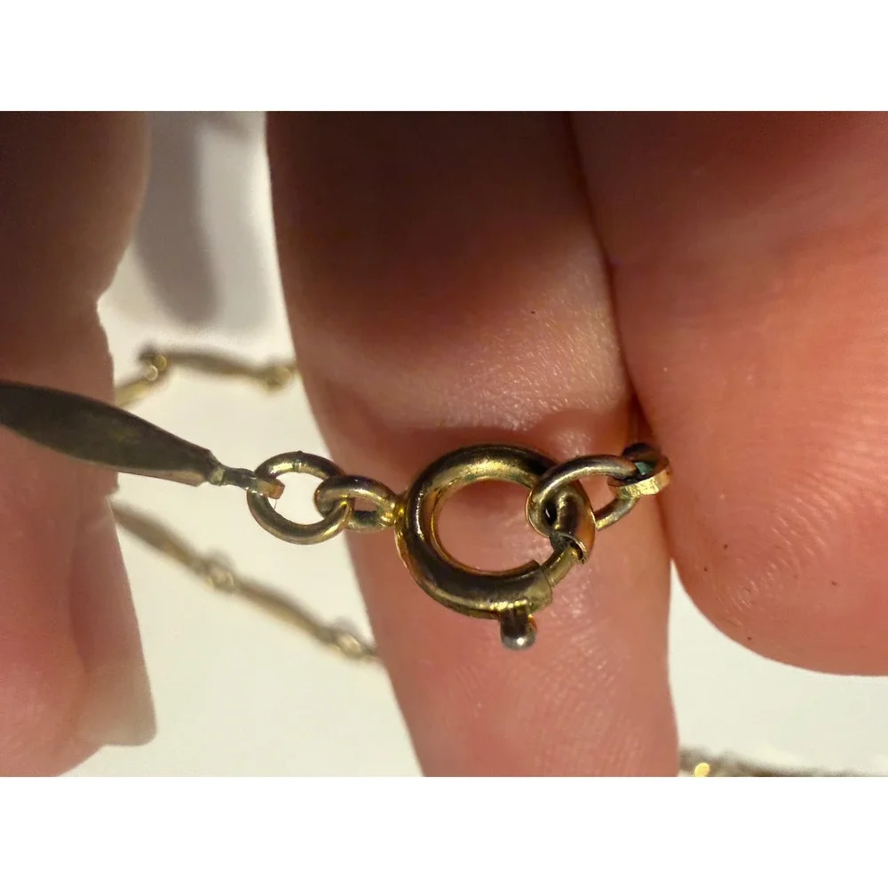 Vintage Gold Tone Long Station Necklace 36 Inch Marquise‎ Link Chain Mid Century